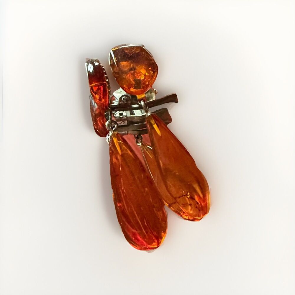 Vintage Amber Drop Clip-On Earrings – Tested Float – Estate Jewelry 4.5in